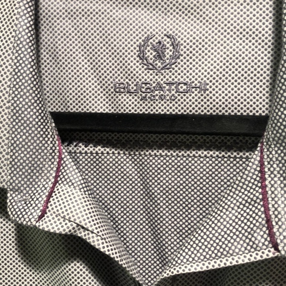 Bugatchi shaped fit fit two tone polka dot grey charcoal shirt cotton 3XL - Picture 4 of 11